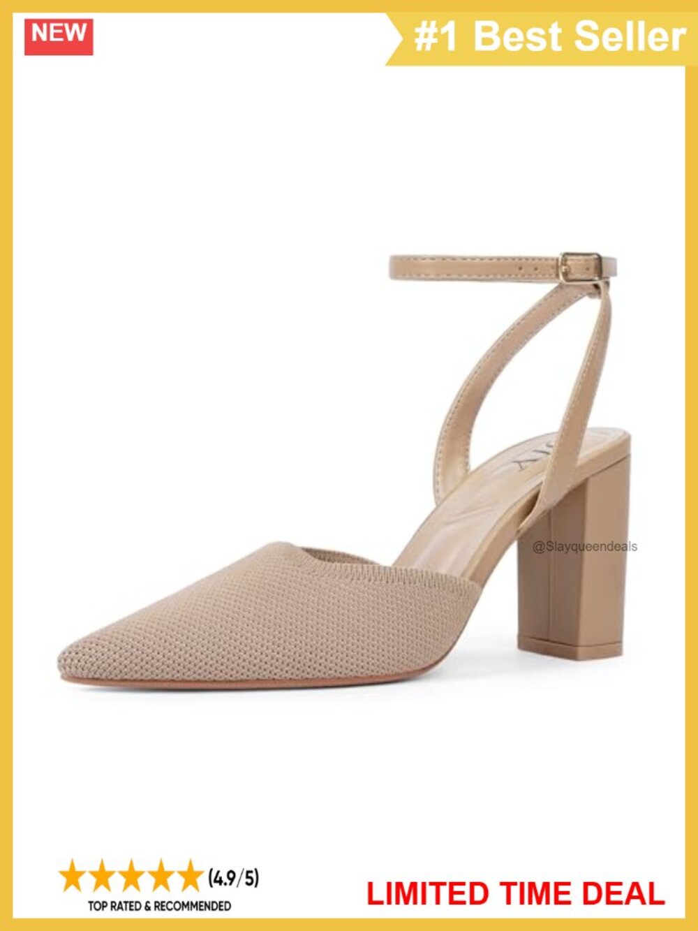 Women's Chunky Block Heel Slingback Pumps Pointed Toe Closed Toe Heels